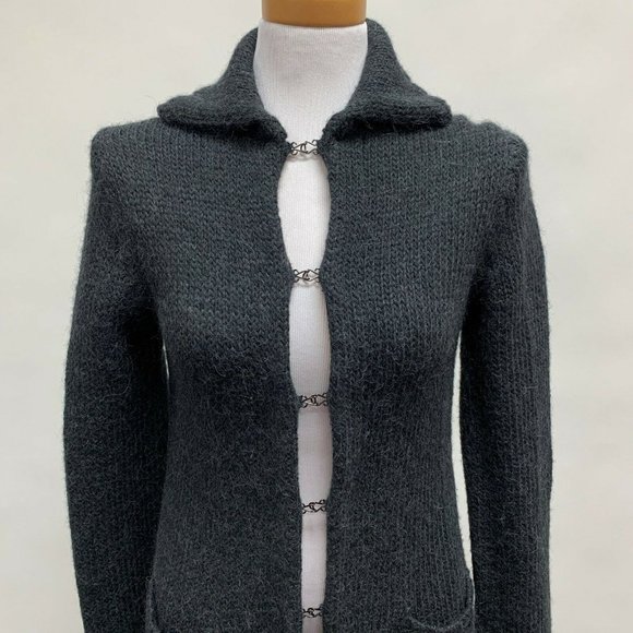J. Crew Women's Long Duster Cardigan Sweater Size Medium Gray Alpaca Blend - Picture 2 of 10